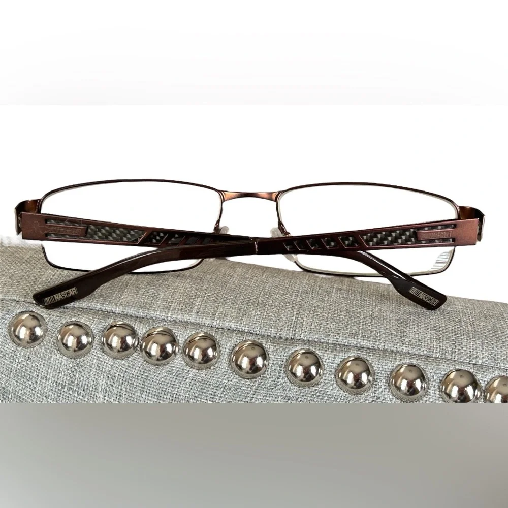 NASCAR NCO 1002 Unisex Eyeglasses Frames BWN DT 55•17•135 Rectangular Wire Rim - Picture 12 of 15